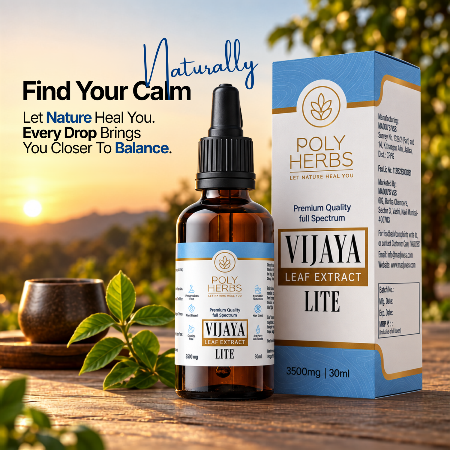 PolyHerbs Lite Vijaya Leaf Extract CBD Oil 3500mg (30ml)