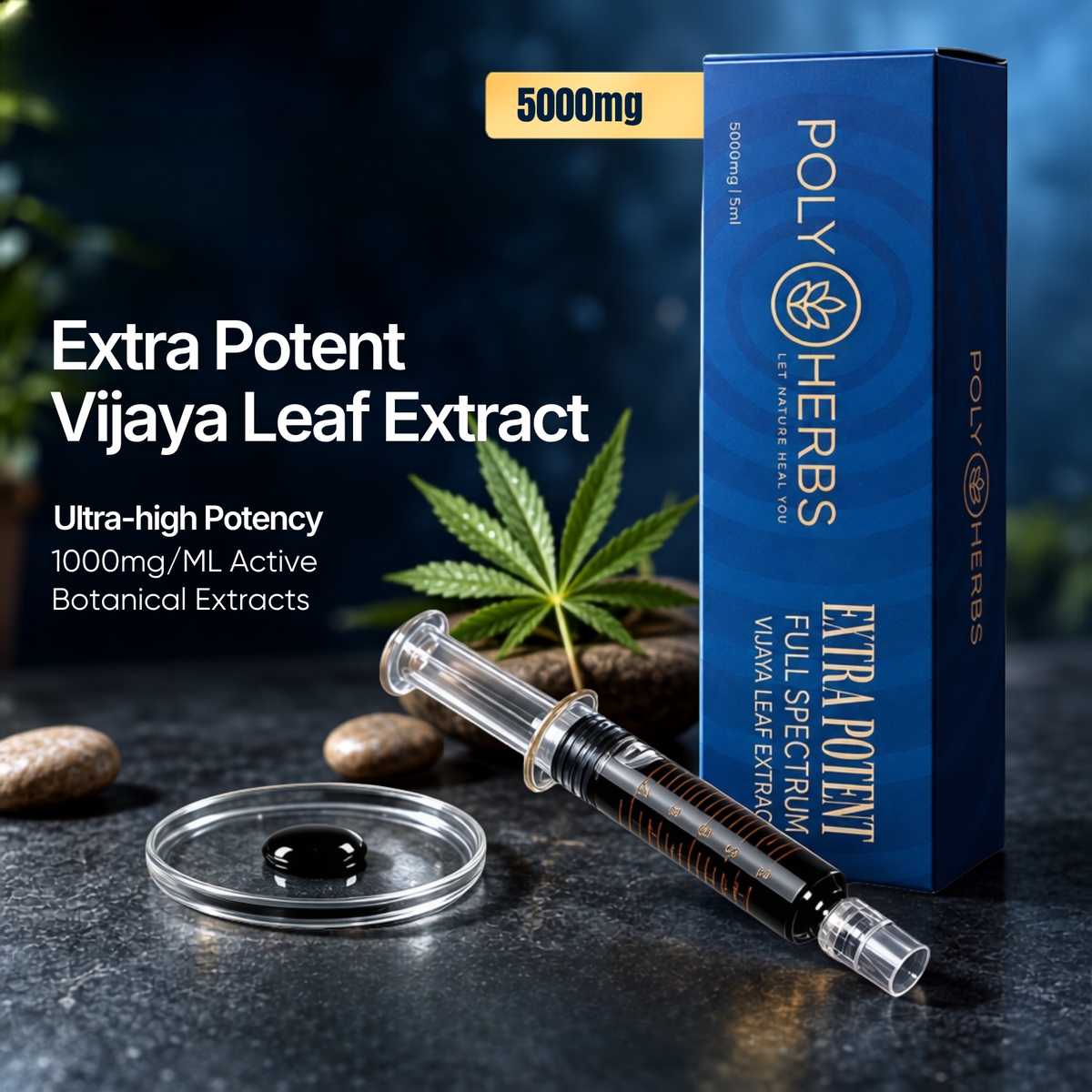 PolyHerbs Extra Potent RAW RSO Extract Syringe 5000mg – 5ml